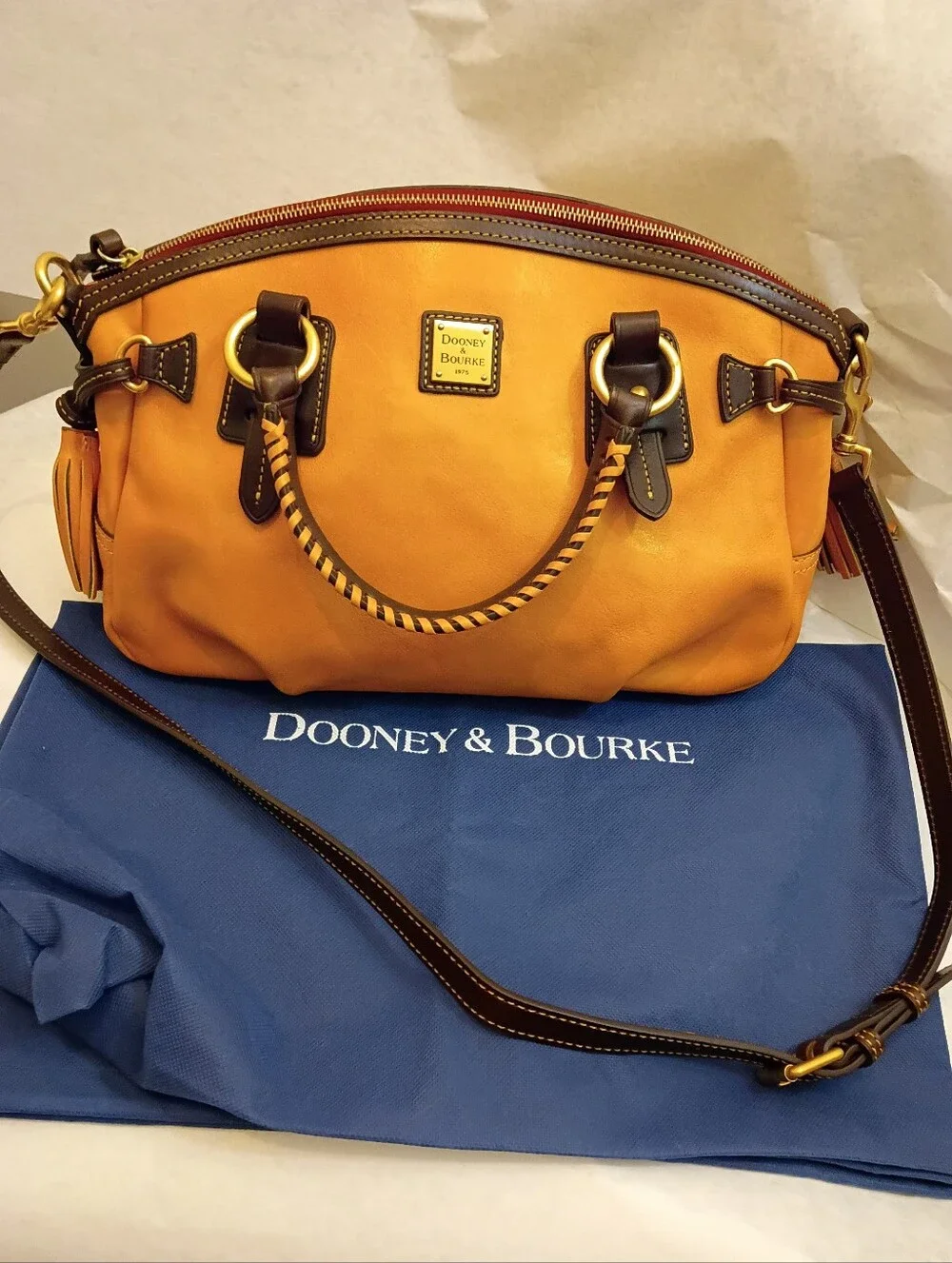 Dooney & Bourke Florentine Leather Satchel with Tassel - Picture 10 of 15